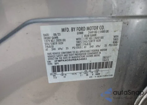 2024 Ford Edge Se из США, поврежденный, VIN 2FMPK4G92RBA04983